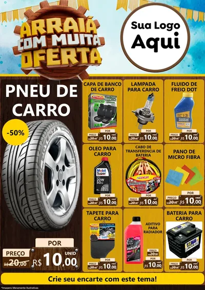 Modelo de Encarte para Encarte A4 Vertical com o tema Ofertas de São João - Junina para Auto peças