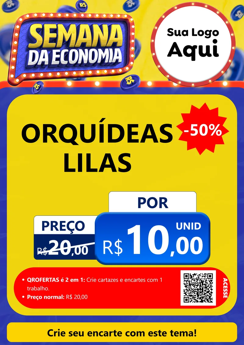 Modelo de Cartaz para Cartaz A4 Vertical com o tema Semana da Economia para Floricultura e jardim