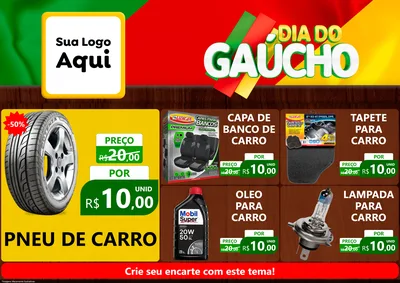 Modelo de Encarte para Encarte A4 Horizontal com o tema Dia do Gaúcho para Auto peças