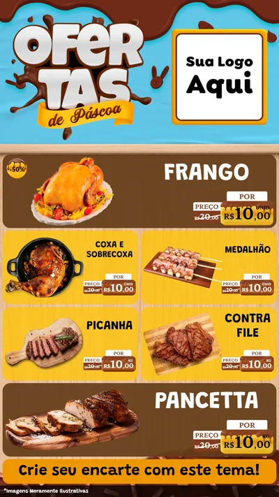 Modelo de TV para TV Vertical com o tema Ofertas de Páscoa para Assados