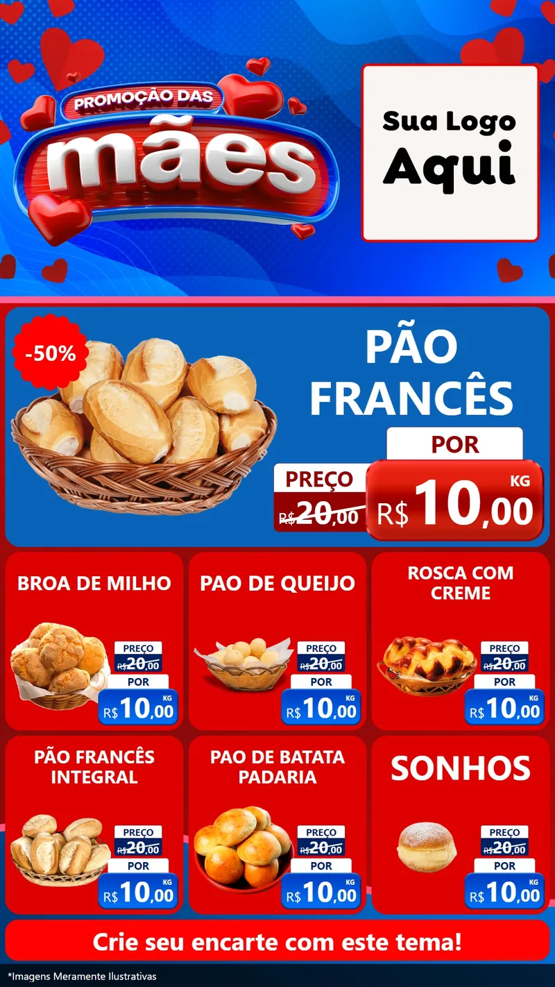 Modelo de Rede Social para Stories com o tema Promoção das Mães para Padaria