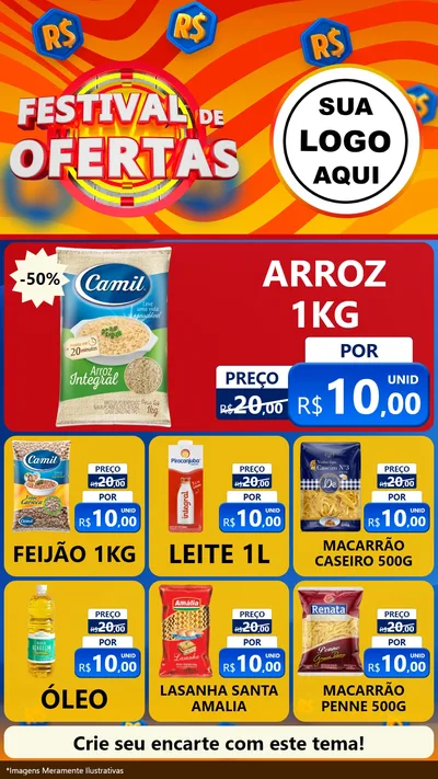 Modelo de Rede Social para Stories com o tema Festival de Ofertas para Supermercado