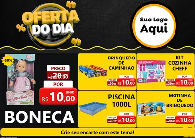 Modelo de Encarte para Encarte A4 Horizontal com o tema Oferta Do Dia para Brinquedos