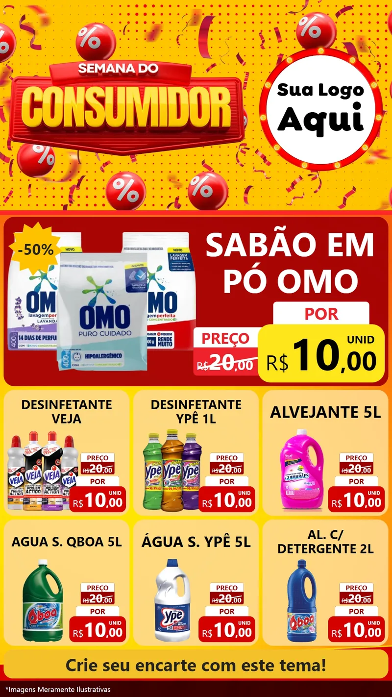 Modelo de Rede Social para Stories com o tema Semana do Consumidor para Produtos de Limpeza