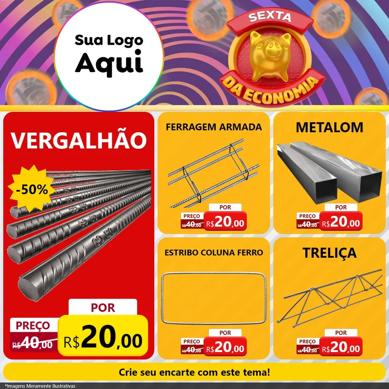 Modelo de Rede Social para Feed Facebook com o tema Sexta da Economia para Ferragens