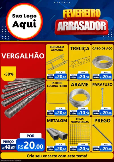 Modelo de Encarte para Encarte A4 Vertical com o tema Fevereiro Arrasador para Ferragens