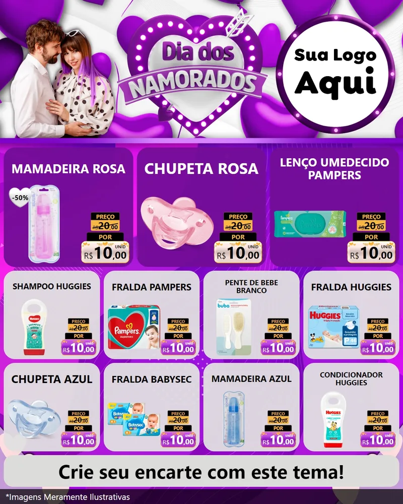 Modelo de Rede Social para Feed Instagram com o tema Dia dos Namorados para Bebês