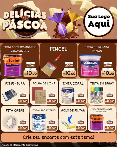 Modelo de Rede Social para Feed Instagram com o tema Delícias de Páscoa para Tintas e Ferramentas
