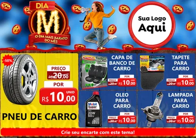 Modelo de Encarte para Encarte A4 Horizontal com o tema Dia M - O Dia Mais Barato Do Mês para Auto peças
