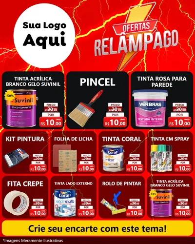 Modelo de Rede Social para Feed Instagram com o tema Ofertas Relâmpago para Tintas e Ferramentas
