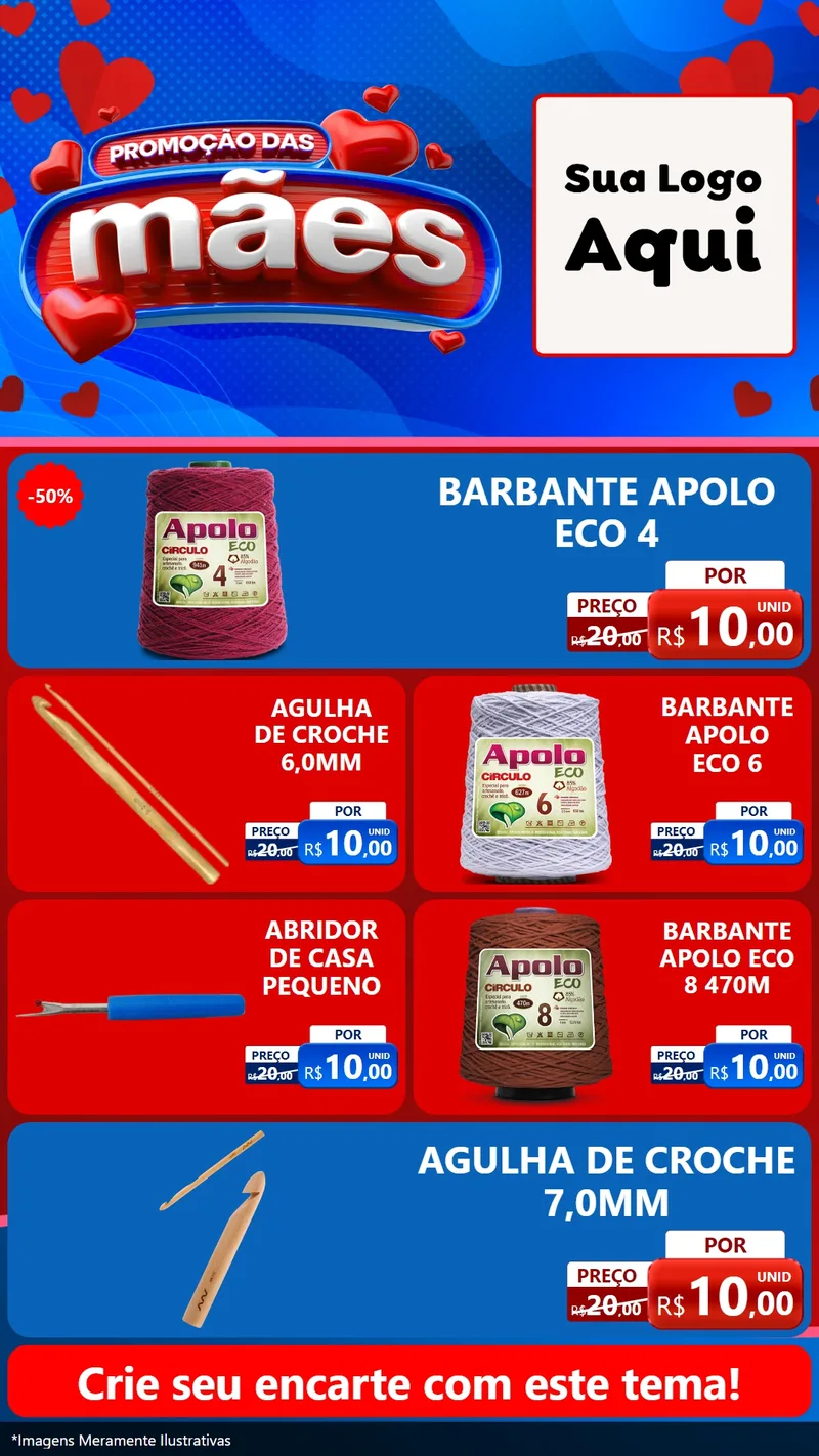 Modelo de TV para TV Vertical com o tema Promoção das Mães para Armarinho e Aviamentos