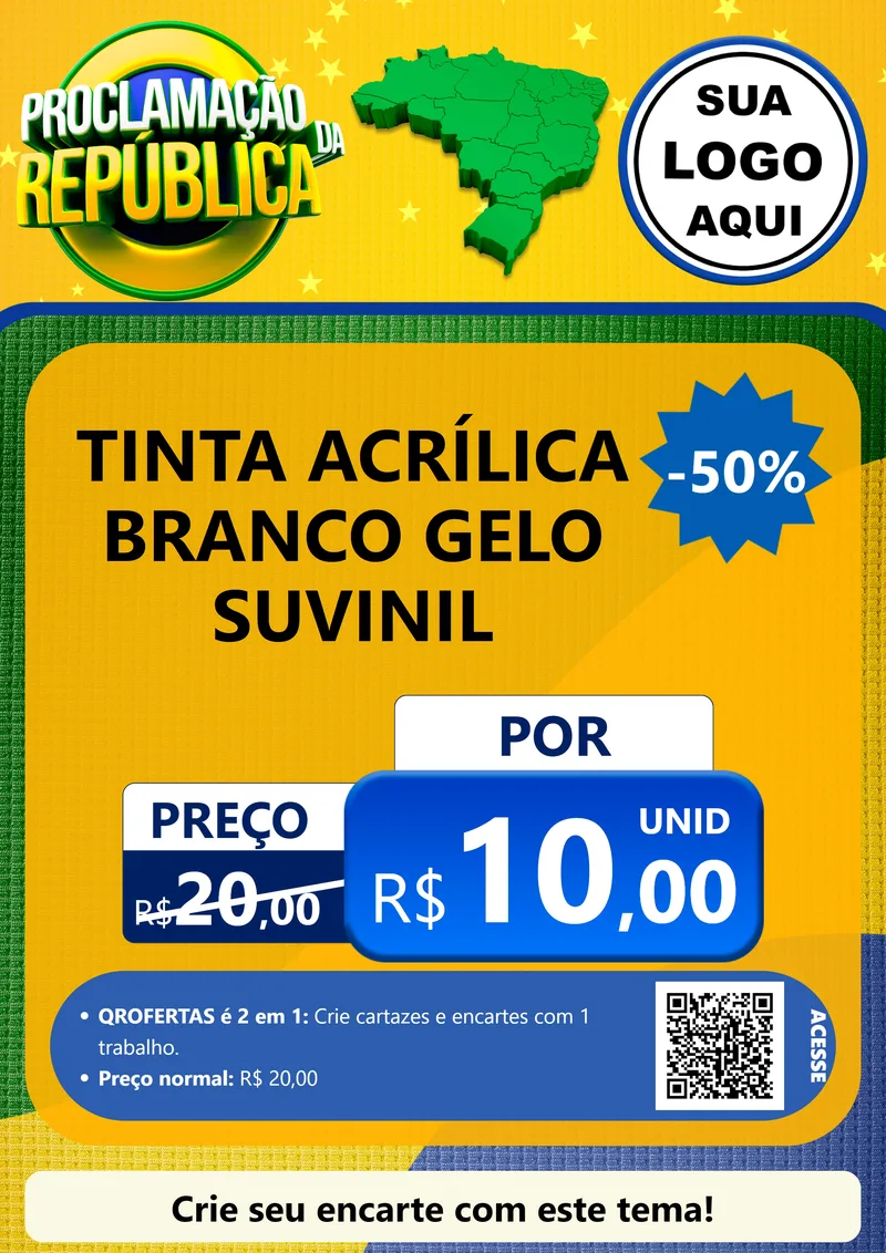 Modelo de Cartaz para Cartaz A4 Vertical com o tema Proclamação da República para Tintas e Ferramentas