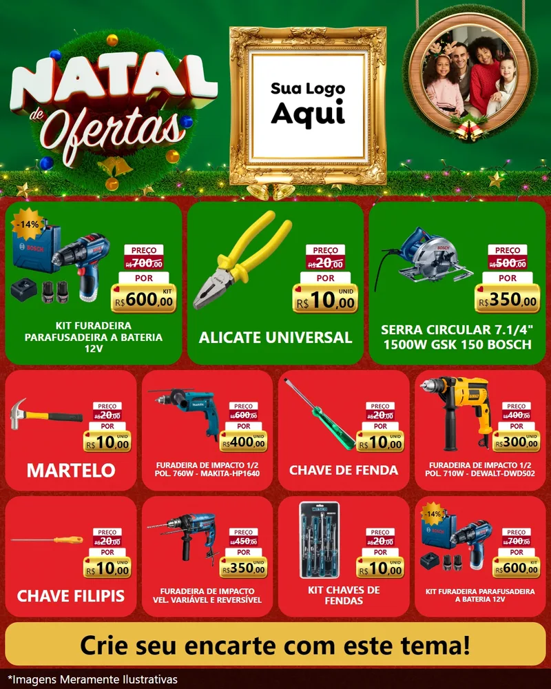 Modelo de Rede Social para Feed Instagram com o tema Natal de Ofertas para Maquinas e Ferramentas