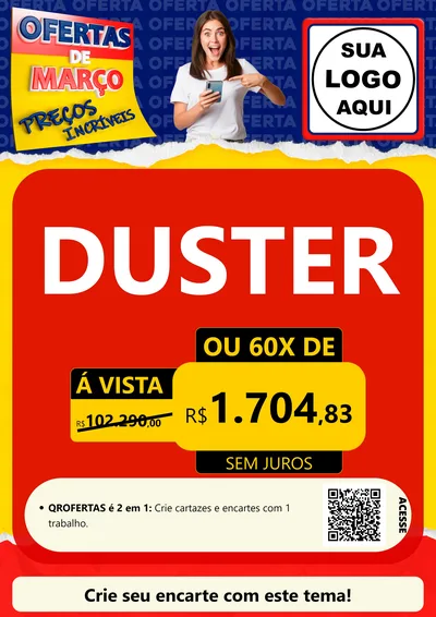 Modelo de Cartaz para Cartaz A4 Vertical com o tema Ofertas de Março - Preços Incríveis para Concessionaria de Carros