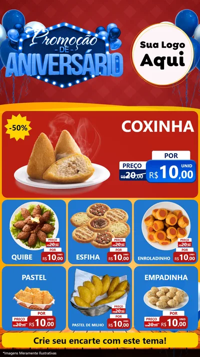 Modelo de Rede Social para Stories com o tema Promoção de Aniversário para Salgadaria