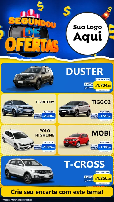 Modelo de TV para TV Vertical com o tema Segundou de Ofertas para Concessionaria de Carros