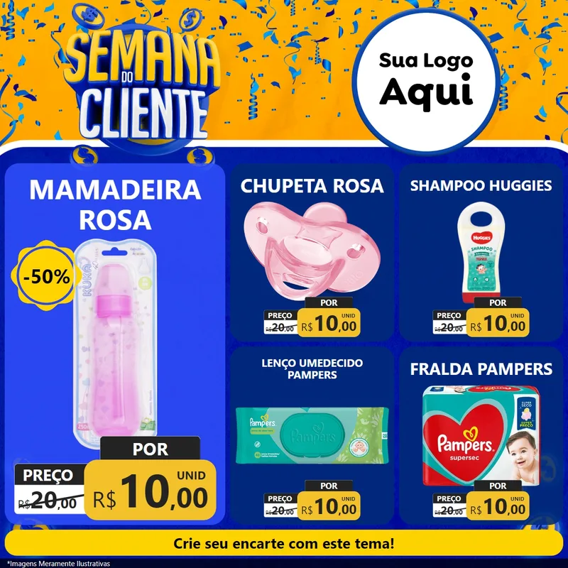 Modelo de Rede Social para Feed Facebook com o tema Semana do Cliente para Bebês