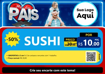 Modelo de Cartaz para Cartaz A4 Horizontal com o tema Mês Dos Pais para Comida japonesa