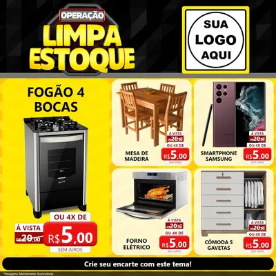 Modelo de Rede Social para Feed Facebook com o tema Operação Limpa Estoque para Móveis e Eletro