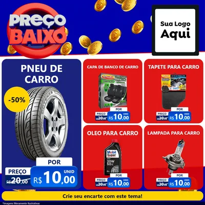 Modelo de Rede Social para Feed Facebook com o tema Preço Baixo para Auto peças
