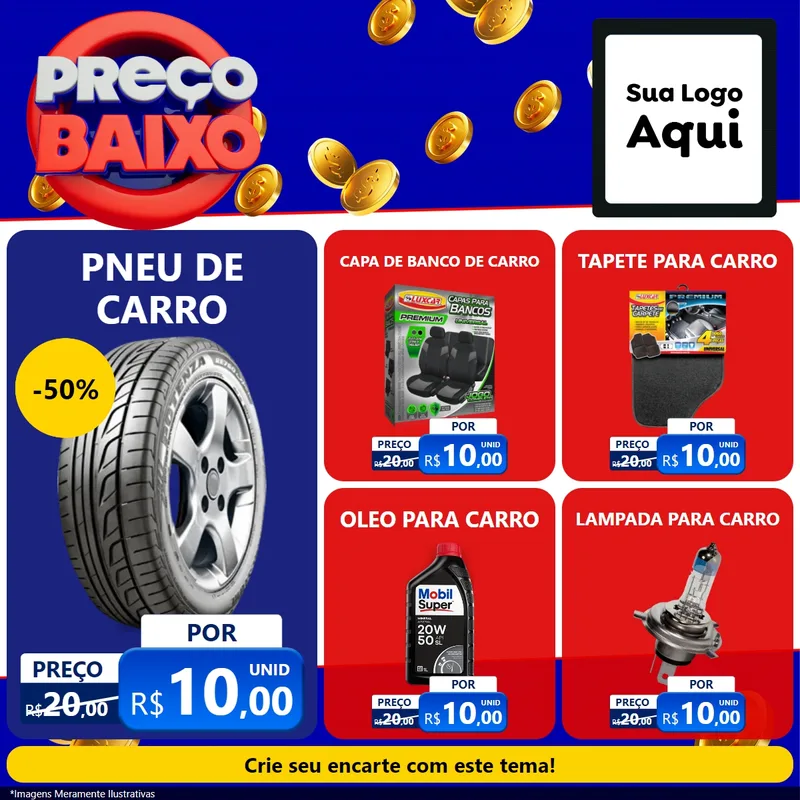 Modelo de Rede Social para Feed Facebook com o tema Preço Baixo para Auto peças