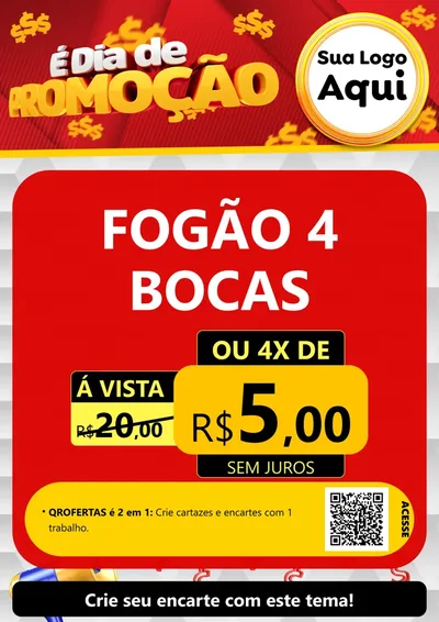 Modelo de Cartaz para Cartaz A4 Vertical com o tema É Dia De Promoção para Móveis e Eletro