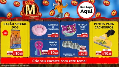 Modelo de TV para TV Horizontal com o tema Dia M - O Dia Mais Barato Do Mês para Pet Shop