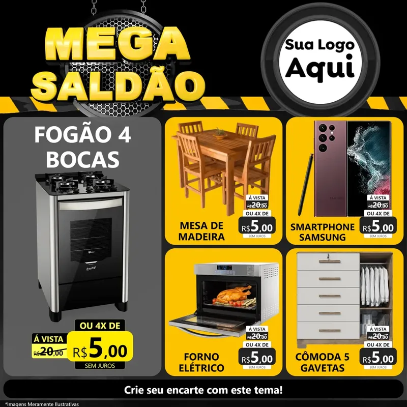 Modelo de Rede Social para Feed Facebook com o tema Mega Saldão para Móveis e Eletro