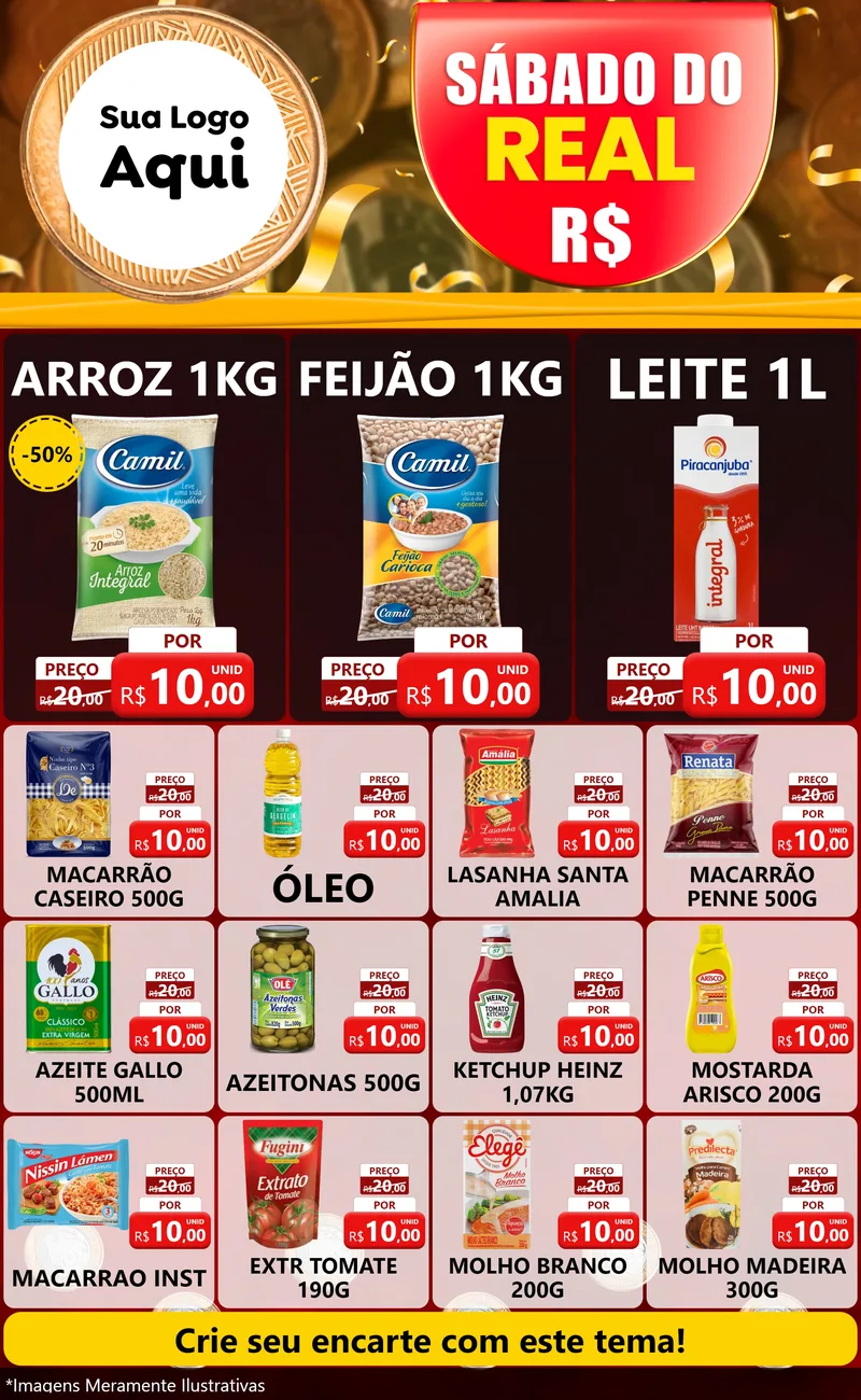 Modelo de Encarte para Encarte Grande com o tema Sábado do Real para Supermercado