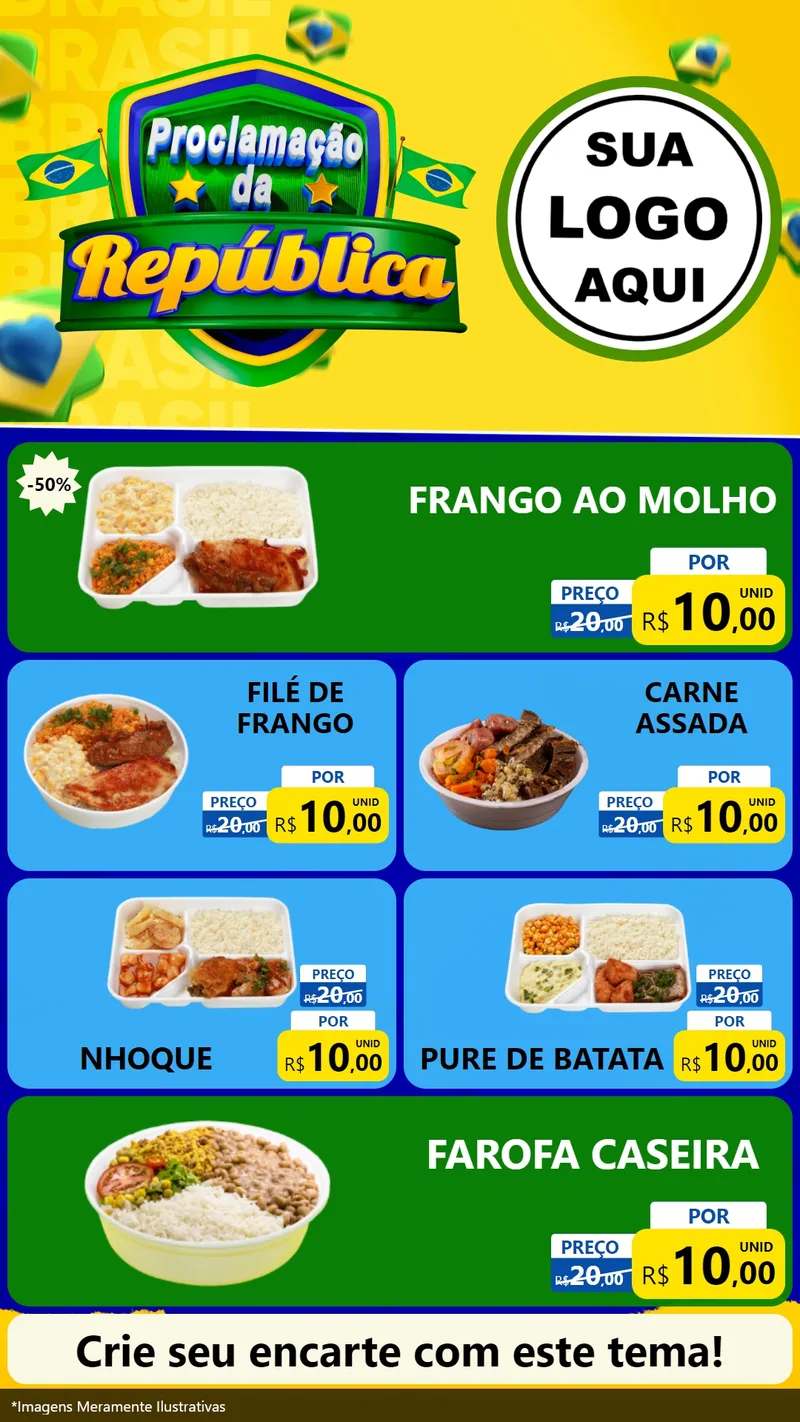 Modelo de TV para TV Vertical com o tema Proclamação da República para Restaurante