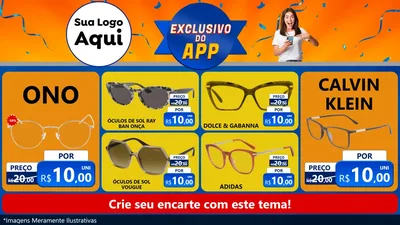 Modelo de TV para TV Horizontal com o tema Exclusivo do Aplicativo para Óticas