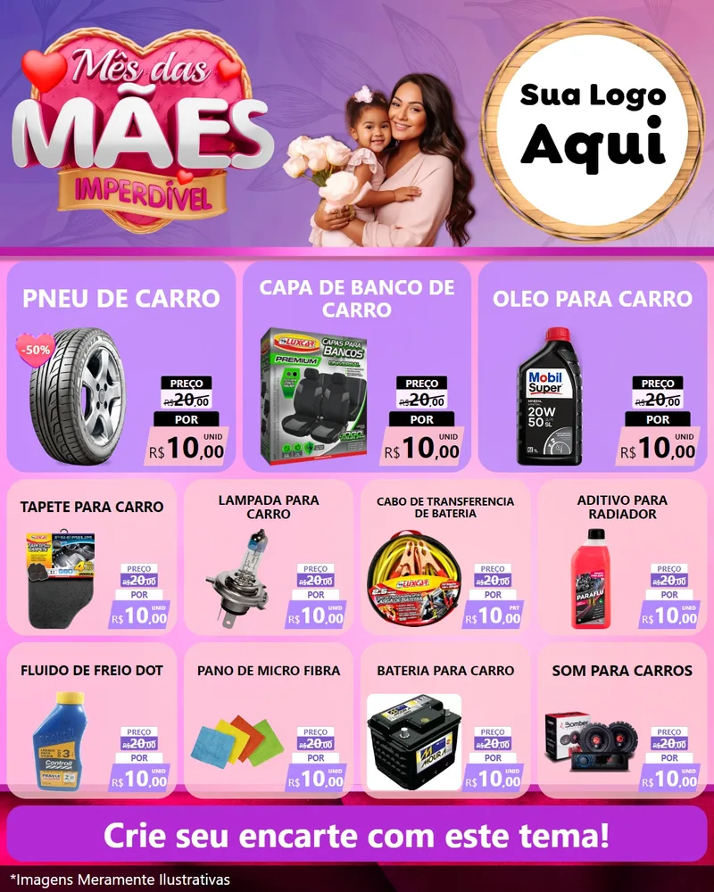 Modelo de Rede Social para Feed Instagram com o tema Mês das Mães Imperdível para Auto peças