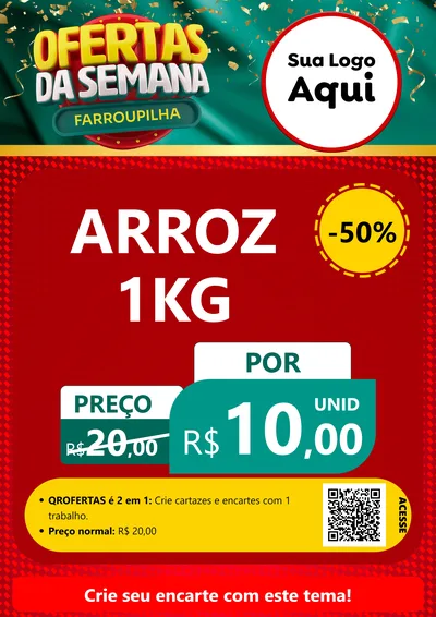 Modelo de Cartaz para Cartaz A4 Vertical com o tema Ofertas da Semana Farroupilha para Supermercado