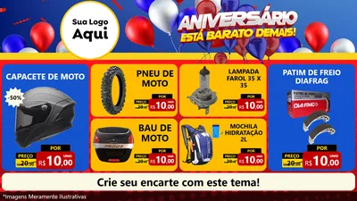Modelo de TV para TV Horizontal com o tema Aniversário para Moto peças