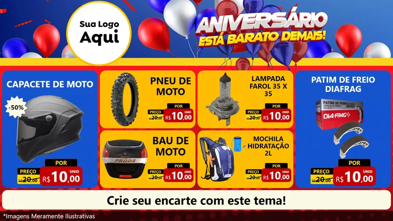 Modelo de TV para TV Horizontal com o tema Aniversário para Moto peças