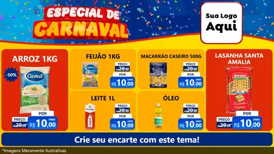 Modelo de TV para TV Horizontal com o tema Especial de Carnaval para Supermercado