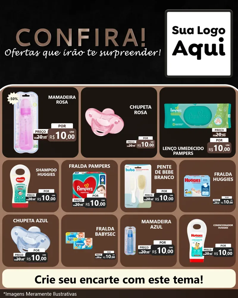 Modelo de Rede Social para Feed Instagram com o tema Confira! Ofertas que irão te surpreender! para Bebês