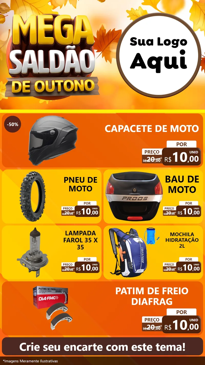Modelo de TV para TV Vertical com o tema Mega Saldão de Outono para Moto peças
