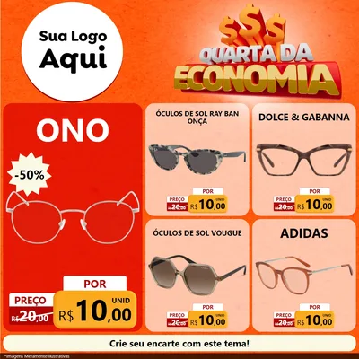Modelo de Rede Social para Feed Facebook com o tema Quarta da Economia para Óticas