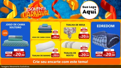 Modelo de TV para TV Horizontal com o tema Esquenta de Carnaval para Cama, Mesa e Banho