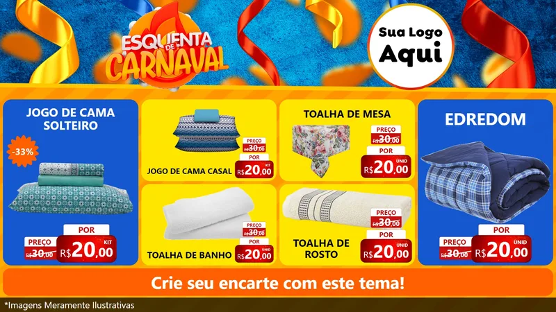 Modelo de TV para TV Horizontal com o tema Esquenta de Carnaval para Cama, Mesa e Banho