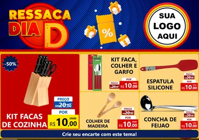 Modelo de Encarte para Encarte A4 Horizontal com o tema Ressaca Dia D para Utilidades Domésticas