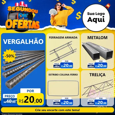 Modelo de Rede Social para Feed Facebook com o tema Segundou de Ofertas para Ferragens