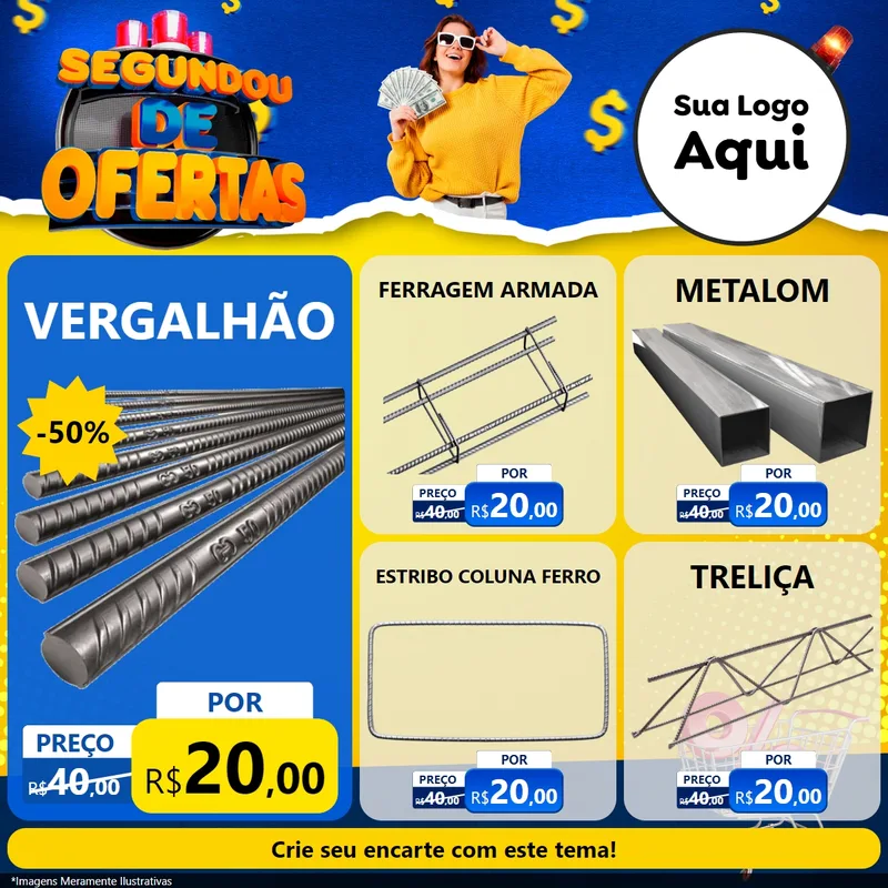Modelo de Rede Social para Feed Facebook com o tema Segundou de Ofertas para Ferragens