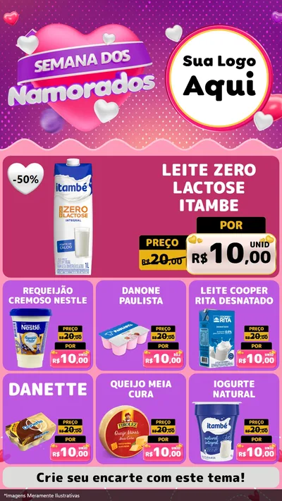 Modelo de Rede Social para Stories com o tema Semana dos Namorados para Frios e Laticínios