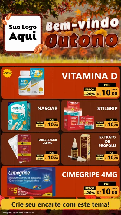 Modelo de TV para TV Vertical com o tema Bem-vindo Outono para Farmácia