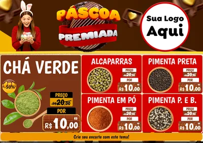 Modelo de Encarte para Encarte A4 Horizontal com o tema Páscoa Premiada para Produtos Naturais
