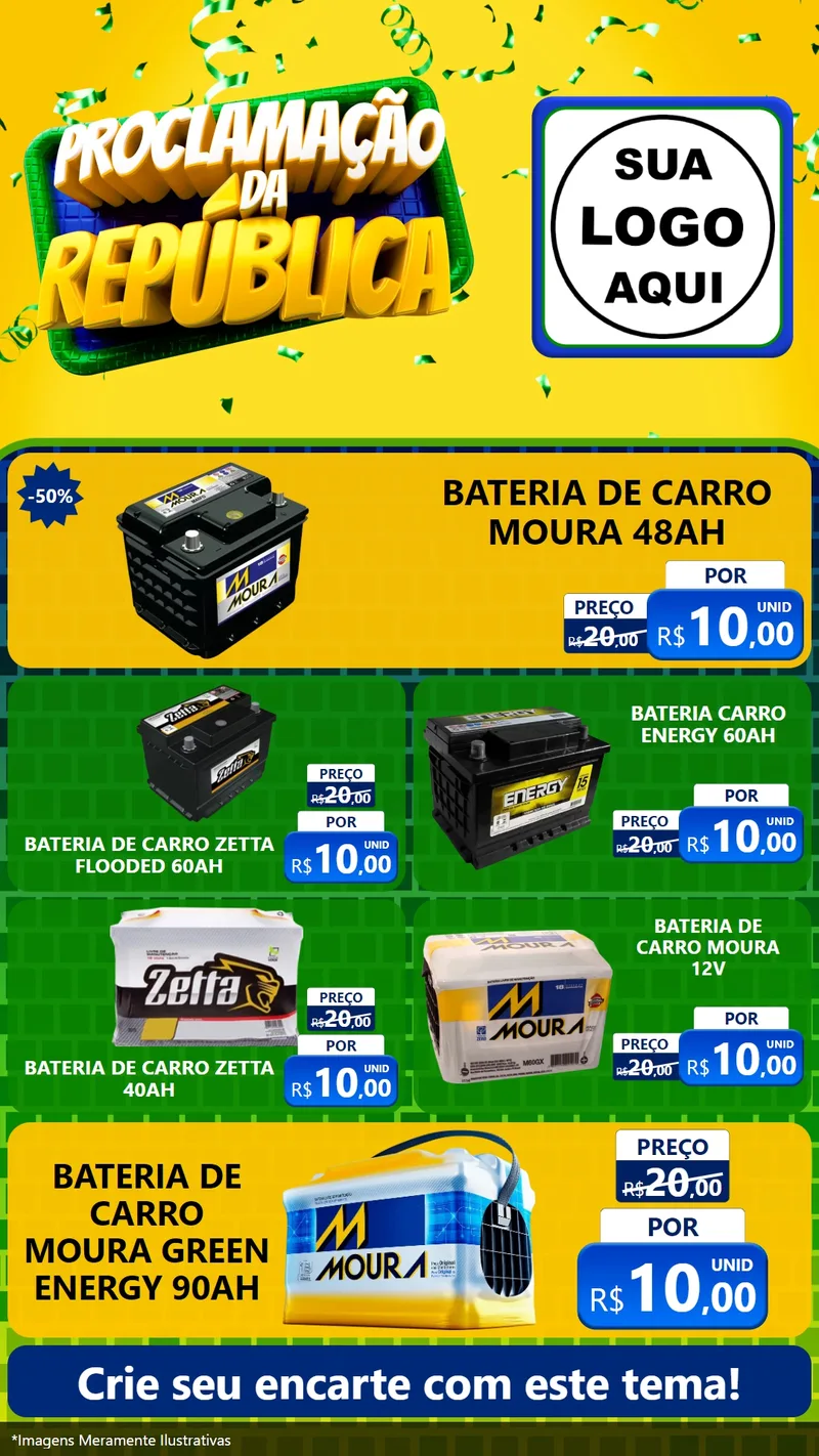 Modelo de TV para TV Vertical com o tema Proclamação da República para Baterias Elétricas