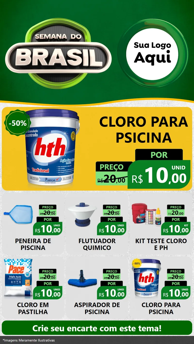 Modelo de Rede Social para Stories com o tema Semana do Brasil para Produtos para Piscina