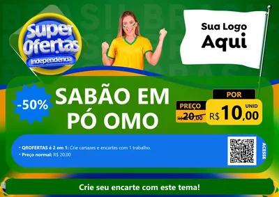 Modelo de Cartaz para Cartaz A4 Horizontal com o tema Super Ofertas de Independência para Produtos de Limpeza